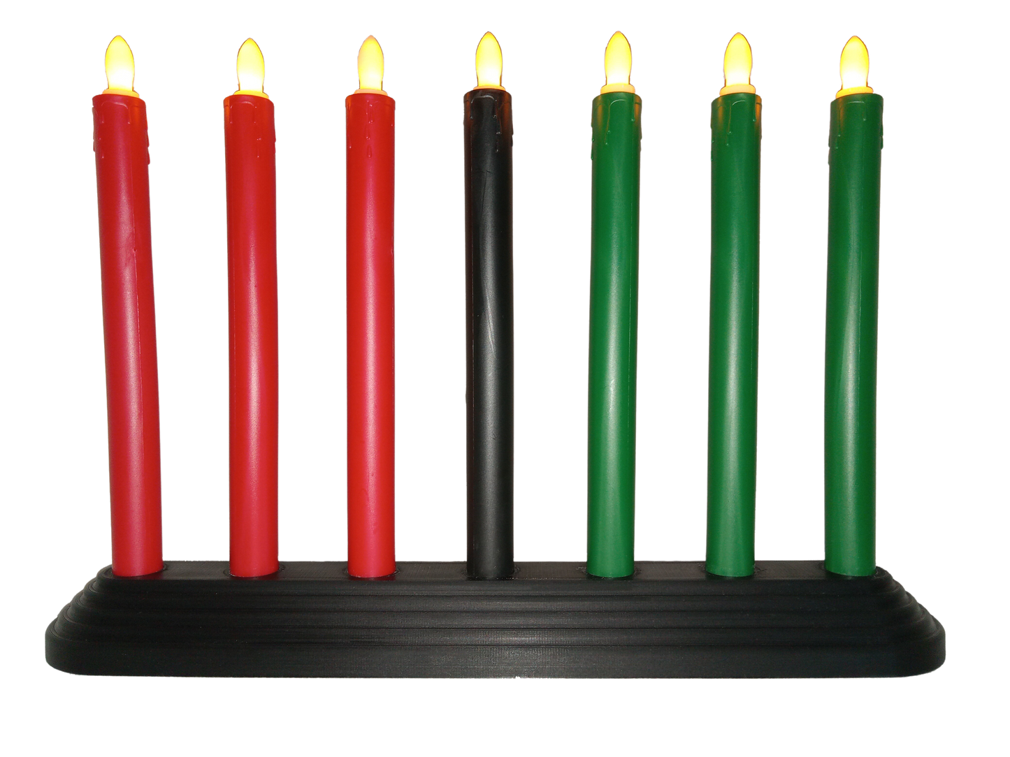 Kwanzaa Kinara Candle Holder Set with Flameless Battery Powered Electric Candles