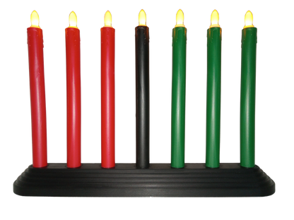 Kwanzaa Kinara Candle Holder Set with Flameless Battery Powered Electric Candles