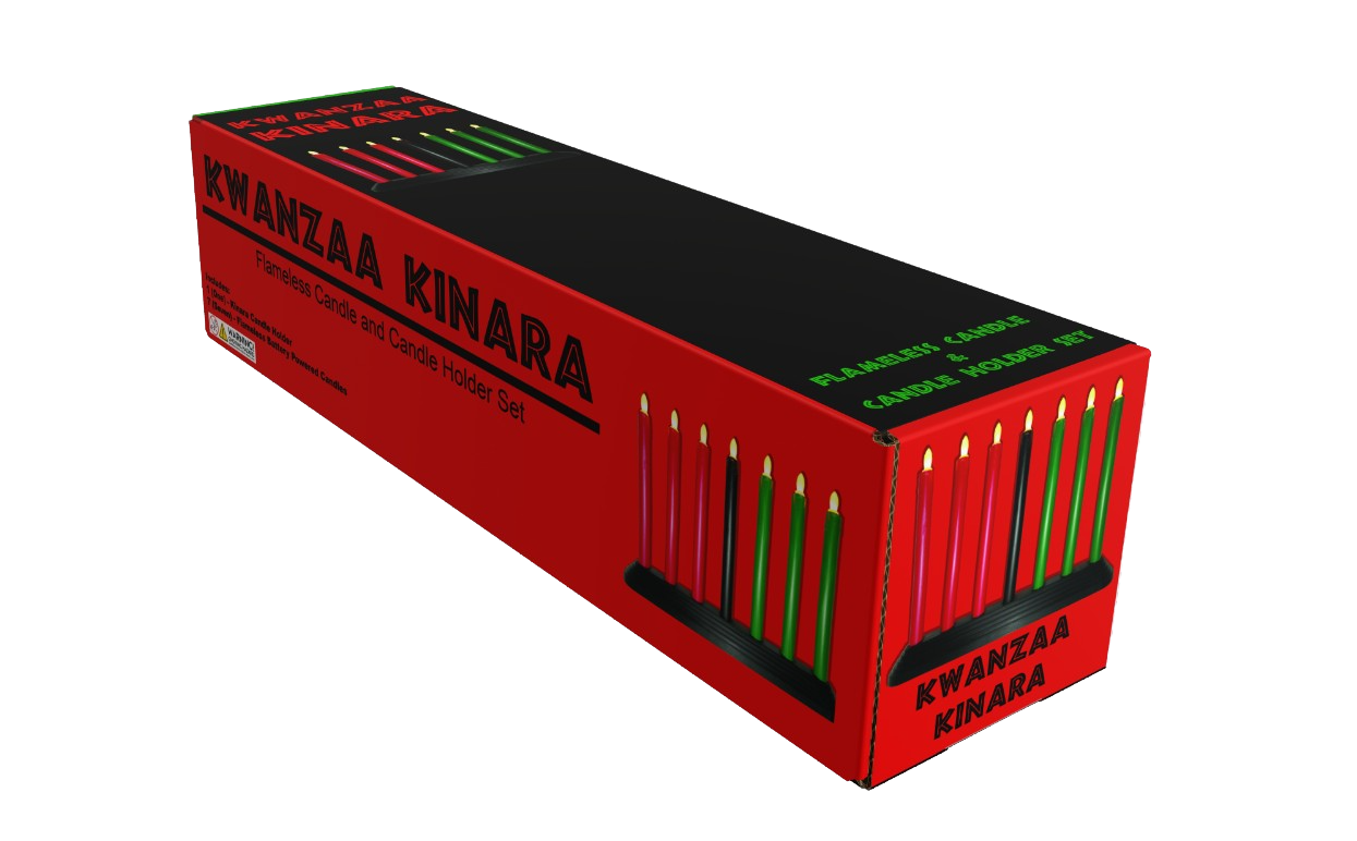 Kwanzaa Kinara Candle Holder Set with Flameless Battery Powered Electric Candles