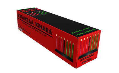 Kwanzaa Kinara Candle Holder Set with Flameless Battery Powered Electric Candles